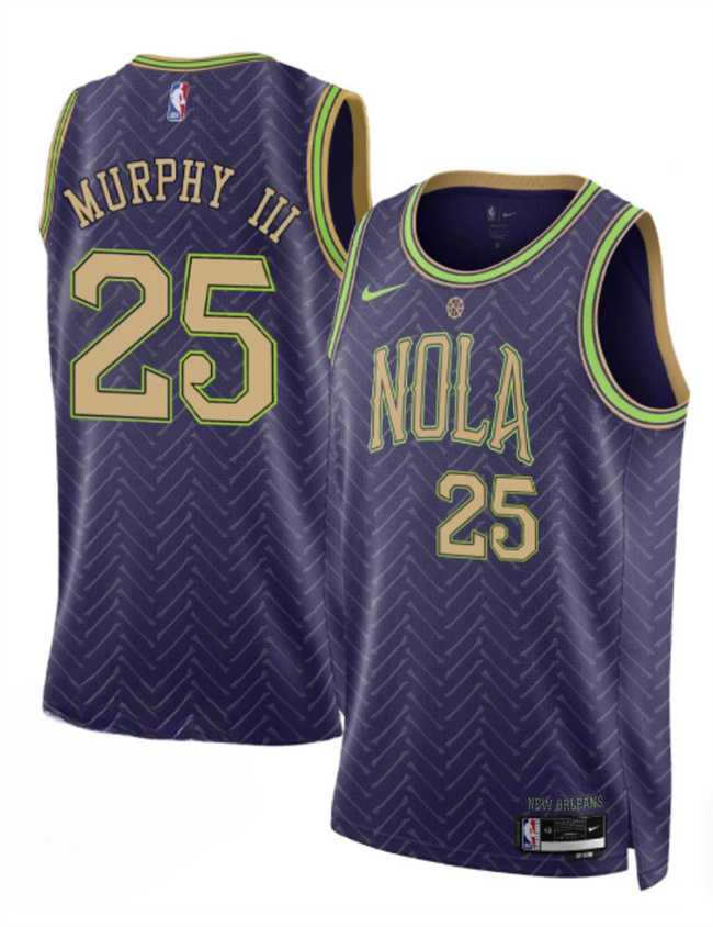 Mens New Orleans Pelicans #25 Trey Murphy III Purple 2024-25 City Ediiton Stitched Jersey Dzhi->new orleans pelicans->NBA Jersey